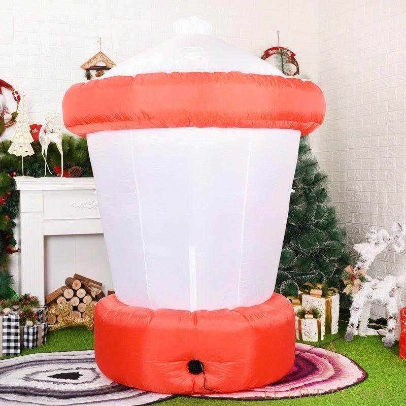 Structure de Noël gonflable : Manège enneigé avec Père Noël Sapin Bonhomme de neige